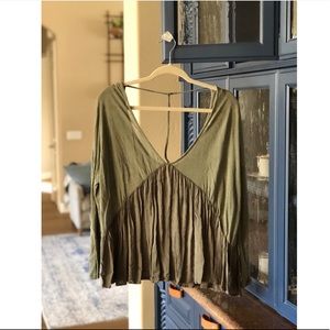 Free People Green Blouse